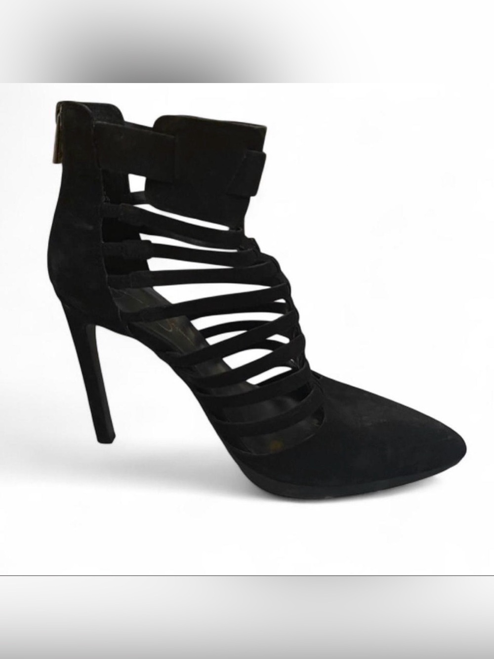 Jessica Simpson Black Strappy Pointed Toe Stiletto Heels Boots - Size 9.5